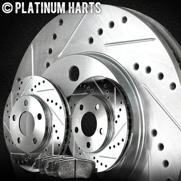 Ceramic Brake Pads Hart Brakes Front Silver Drilled/Slotted Brake Rotors